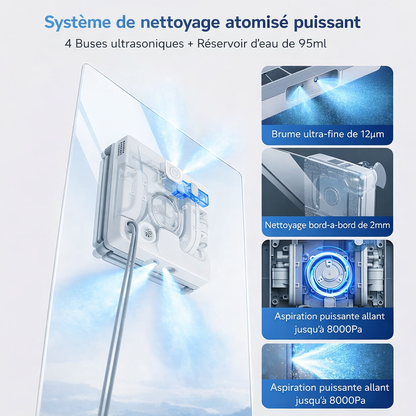 PureBotic GlassBot S300 — Robot lave-vitre automatique 3000 Pa avec 4 modes de nettoyage et télécommande