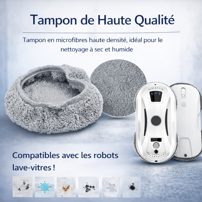 Lot de 6 tampons microfibres ronds haute densité compatibles GlassBot S560 / GlassBot X4