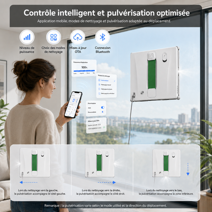 PureBotic GlassBot S300 — Robot lave-vitre automatique 3000 Pa avec 4 modes de nettoyage et télécommande
