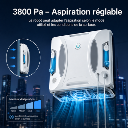 PureBotic GlassBot S380 — Robot lave-vitre connecté avec pulvérisation ultrasonique
